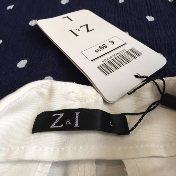 White Front Pleat Straight Leg Pants Cuffed New - Picture 3 of 7